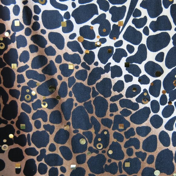 Blue Sage Animal Print Leaf Design Faux Gold Sequin Chic Y2K Tank Top Size M - Picture 3 of 6